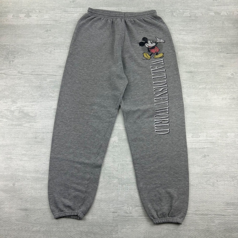 Vintage 90s Disney Mickey Mouse Sweatpants Size Medium Gray Cotton Athletic Pant